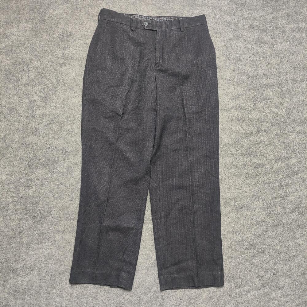 MICHAEL Michael Kors Pants Womens 32 Gray Check Twill Dress Flat Front Workwear